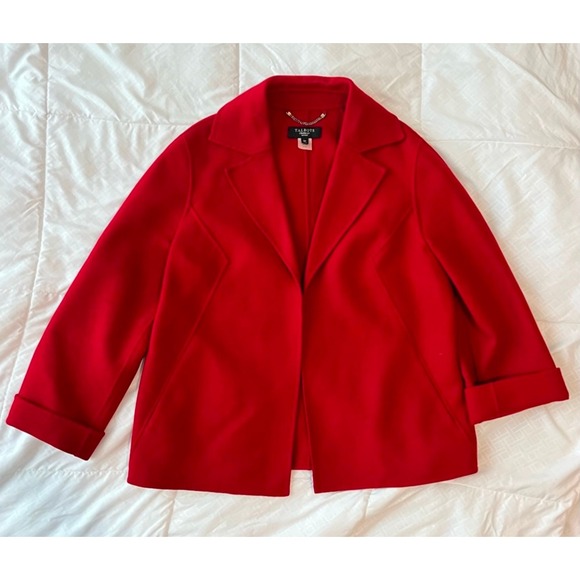 Vintage Talbots 6P Red Wool Blend Cape Blazer Jacket Classic Career Women's - Picture 1 of 7